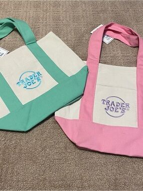 New {Trader Joe’s} Mini Pastel Canvas Tote Bags - Set of 2